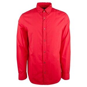 Michael Kors Men's Slim Fit Garment Dyed Long Sleeve Shirt-F-XL Flame